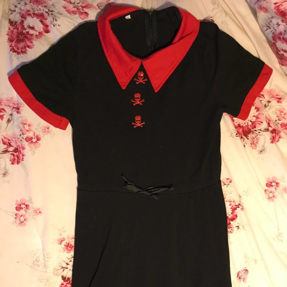 Red Collar Skull Black Small Dress